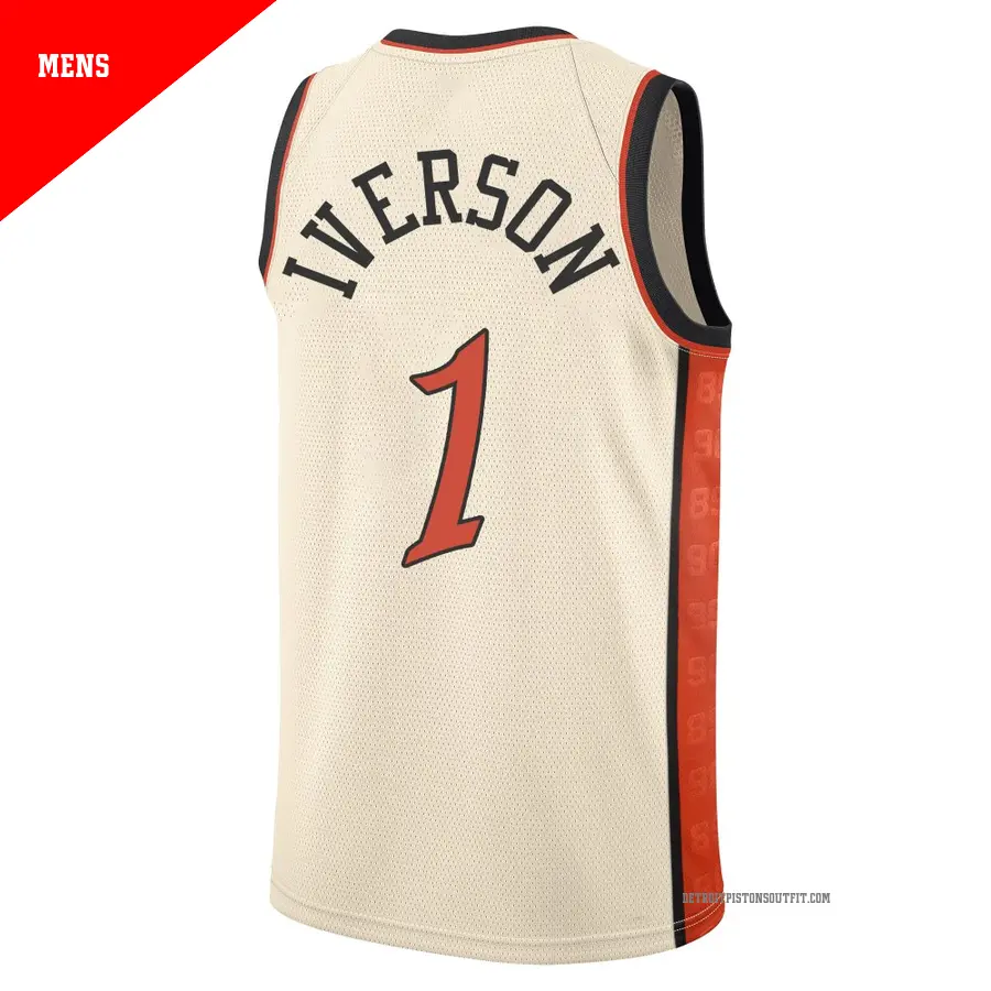 1 Men's Allen Iverson Detroit Pistons 2024/25 Swingman Tan City