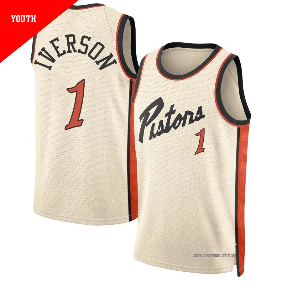 1 Youth Allen Iverson Detroit Pistons 2024/25 Swingman Tan City