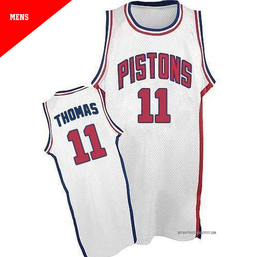 11 Men's Isiah Thomas Detroit Pistons White Swingman Throwback Jersey