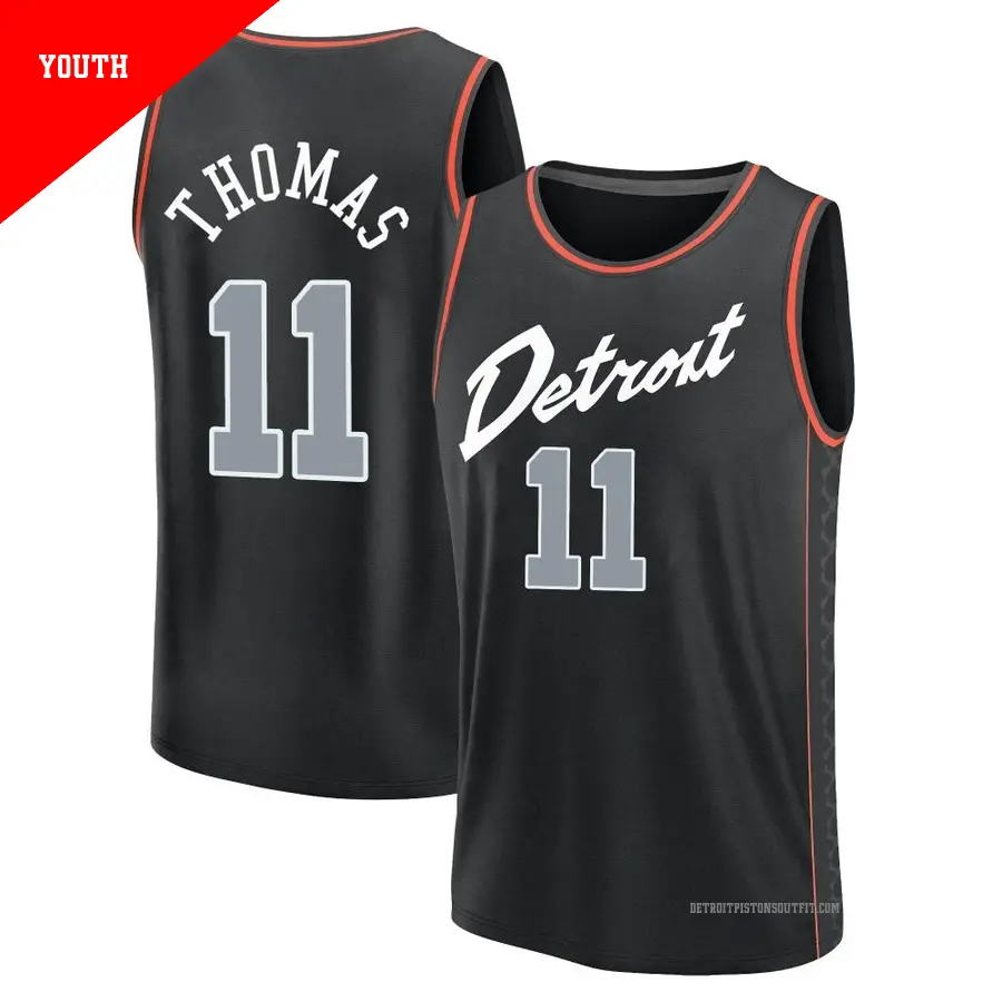 アディダス PISTONS ユニフォーム THOMAS 11 11 Youth Isiah Thomas Detroit Pistons 2023/24 Swingman Black City