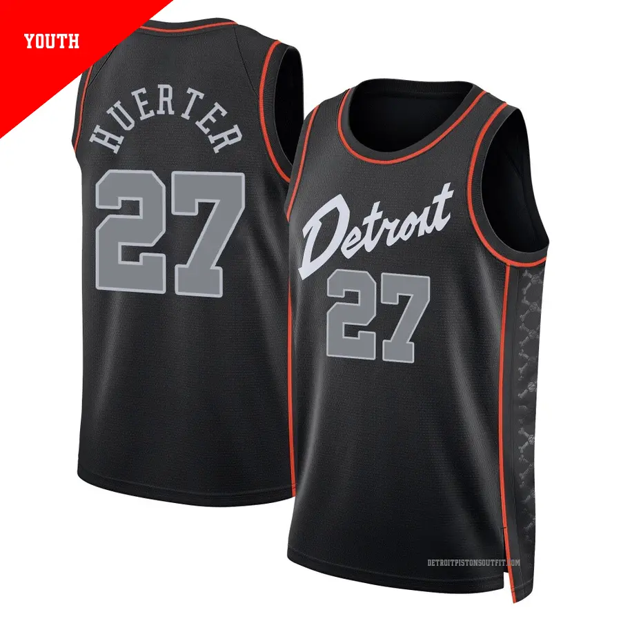 ＃27 Youth Kevin Huerter Detroit Pistons 2023/24 Swingman Black City Edition Jersey