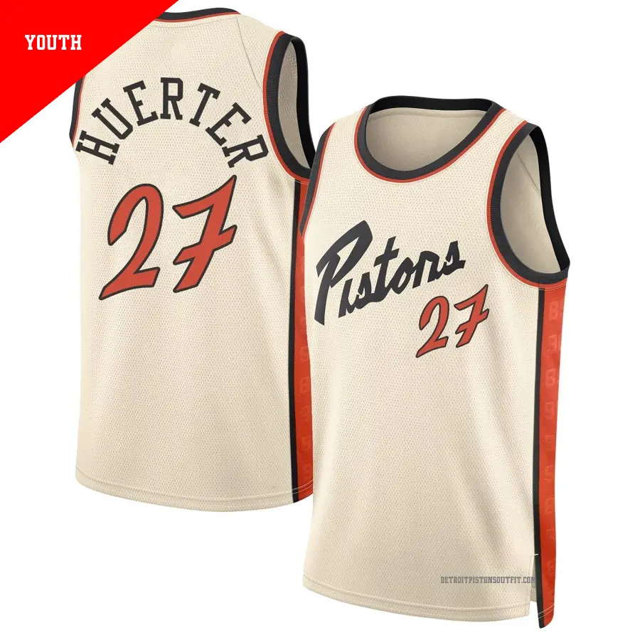 ＃27 Youth Kevin Huerter Detroit Pistons 2024/25 Swingman Tan City Edition Jersey