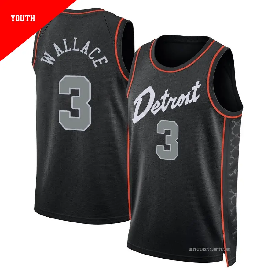 ＃3 Youth Ben Wallace Detroit Pistons 2023/24 Swingman Black City Edition Jersey