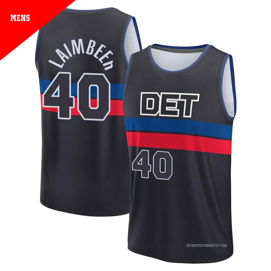 ＃40 Men's Bill Laimbeer Detroit Pistons 2024/25 Fast Break Black Statement Edition Jersey