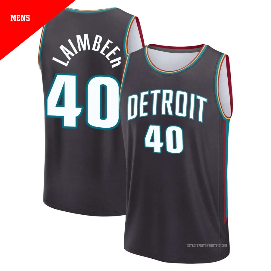 ＃40 Men's Bill Laimbeer Detroit Pistons 2025/26 Fast Break Charcoal City Edition Jersey