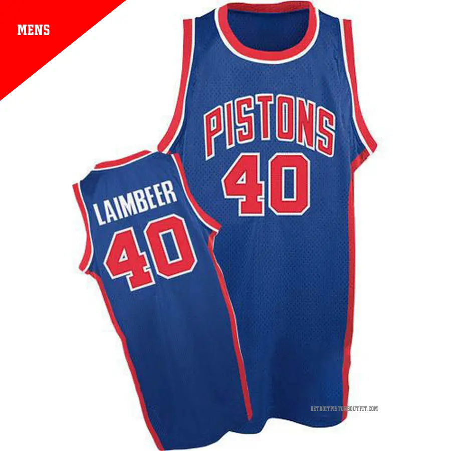 40 Men's Bill Laimbeer Detroit Pistons Blue Authentic Throwback Jersey