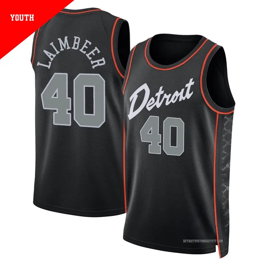 ＃40 Youth Bill Laimbeer Detroit Pistons 2023/24 Swingman Black City Edition Jersey