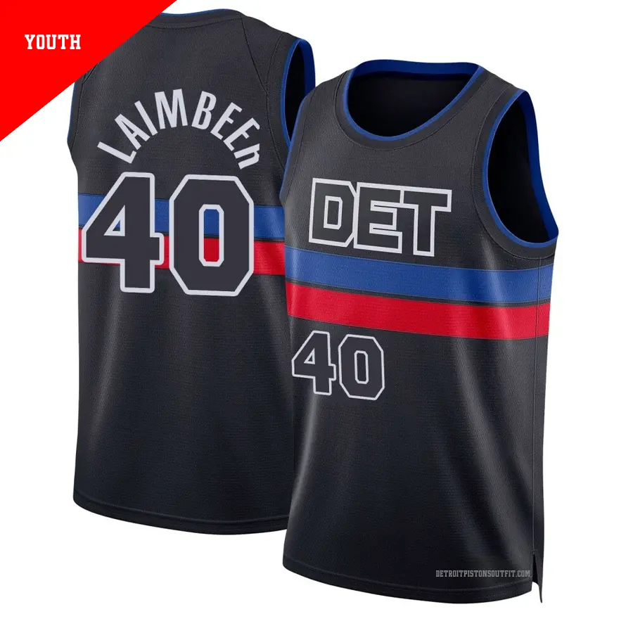 ＃40 Youth Bill Laimbeer Detroit Pistons 2024/25 Swingman Black Statement Edition Jersey