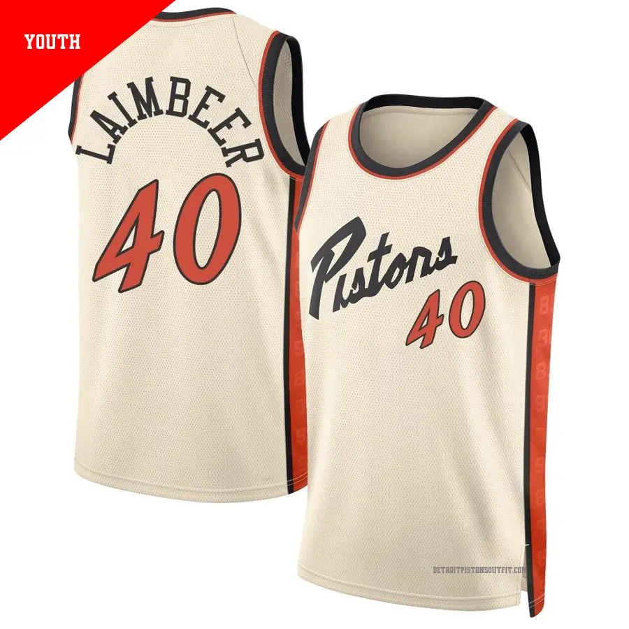 ＃40 Youth Bill Laimbeer Detroit Pistons 2024/25 Swingman Tan City Edition Jersey