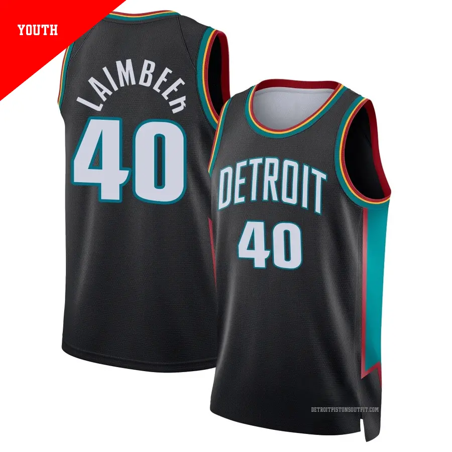 ＃40 Youth Bill Laimbeer Detroit Pistons 2025/26 Swingman Charcoal City Edition Jersey